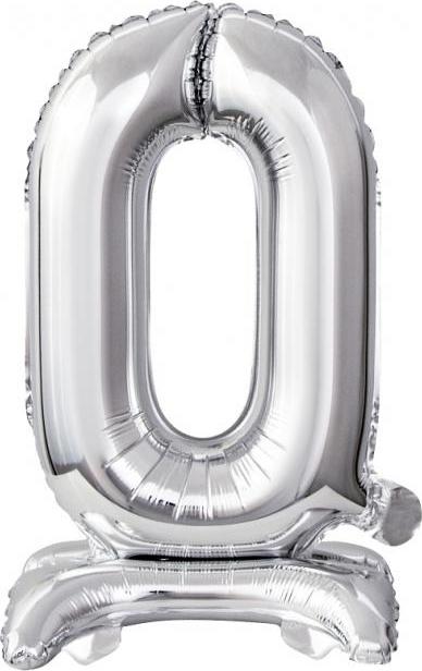 Godan / balloons B&C fóliový balónek Stojací číslo 0, stříbrný, 38 cm KK