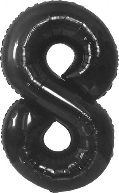 Fóliový balónek B&C, číslo 8, matná černá, 85 cm