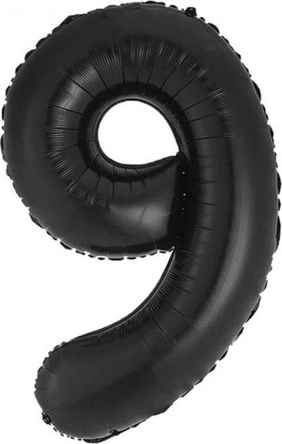 Fóliový balónek B&C, číslo 9, matná černá, 85 cm