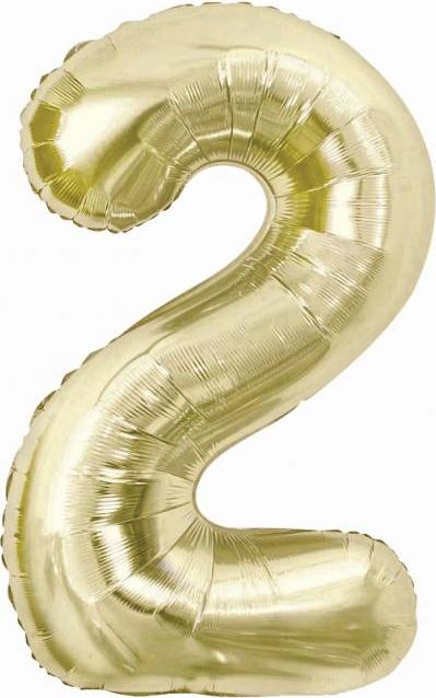 Fóliový balónek B&C, číslo 2, šampaňské, 85 cm