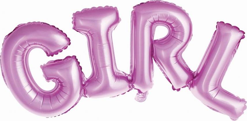 Fóliový balónek Nápis GIRL, růžový, 81x36 cm KK