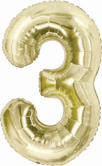 Fóliový balónek B&C, číslo 3, šampaňské, 85 cm