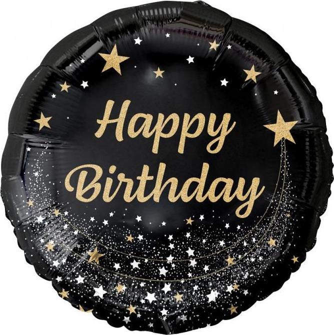 Godan / balloons Fóliový balónek B&C Happy Birthday, černý, 18