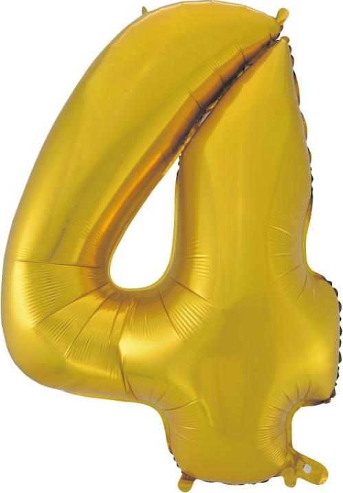 Godan / balloons B&C fóliový balónek "Digit 4", zlatý, matný, 92 cm