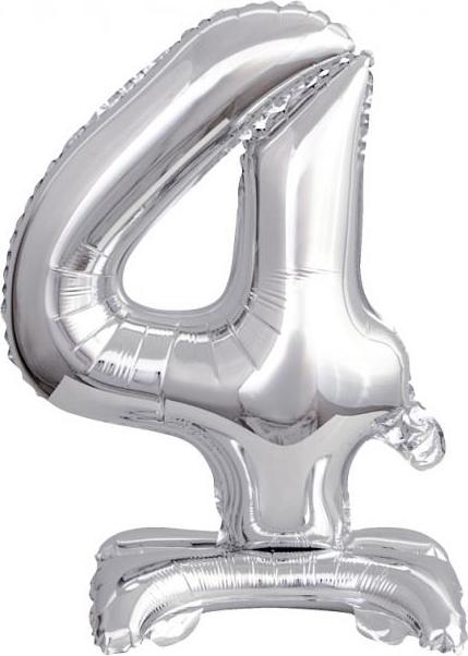 Godan / balloons B&C fóliový balónek Stojací číslo 4, stříbrný, 38 cm KK
