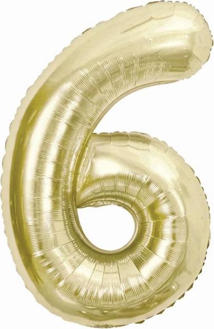 Fóliový balónek B&C, číslo 6, šampaňské, 85 cm