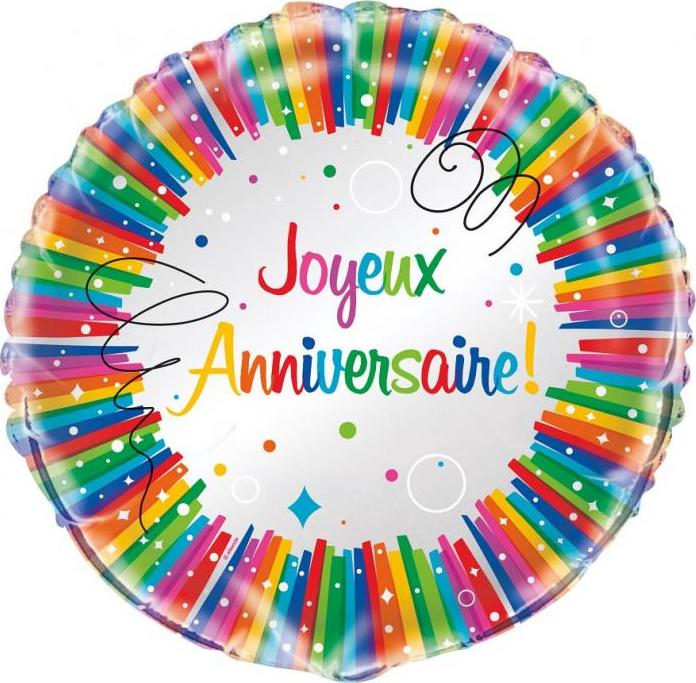 Unique party Fóliový balónek 18" UQ "Joyeux Anniversaire" KK