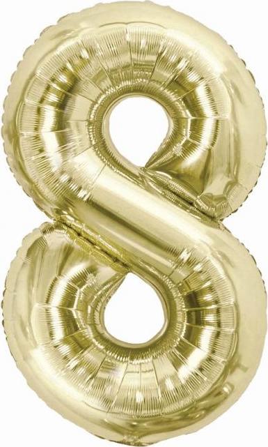 Fóliový balónek B&C, číslo 8, šampaňské, 85 cm