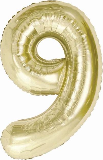 Fóliový balónek B&C, číslo 9, šampaňské, 85 cm