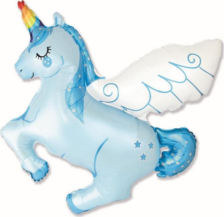 Fóliový balónek 14" FX - Unicorn - Duhový roh, modrý