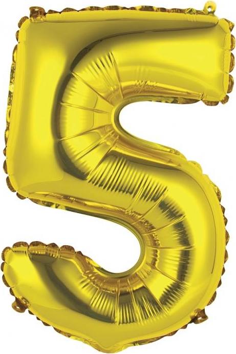 Godan / balloons Fóliový balónek "Digit 5", zlatý, 35 cm