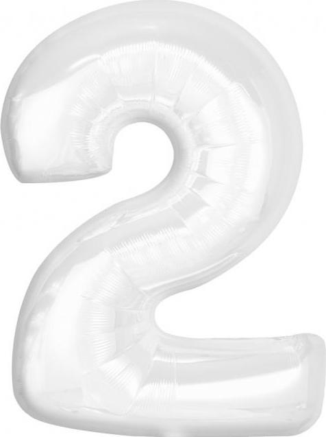 Godan / beauty & charm Fóliový balónek B&C, číslo 2, bílý, 92 cm