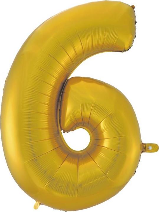 Godan / balloons B&C fóliový balónek "Digit 6", zlatý, matný, 92 cm