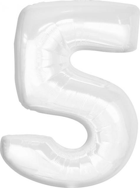 Godan / beauty & charm Fóliový balónek B&C, číslo 5, bílý, 92 cm