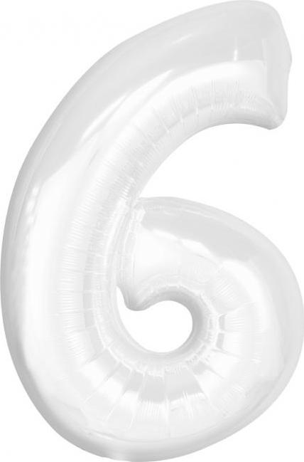 Godan / beauty & charm Fóliový balónek B&C, číslo 6, bílý, 92 cm