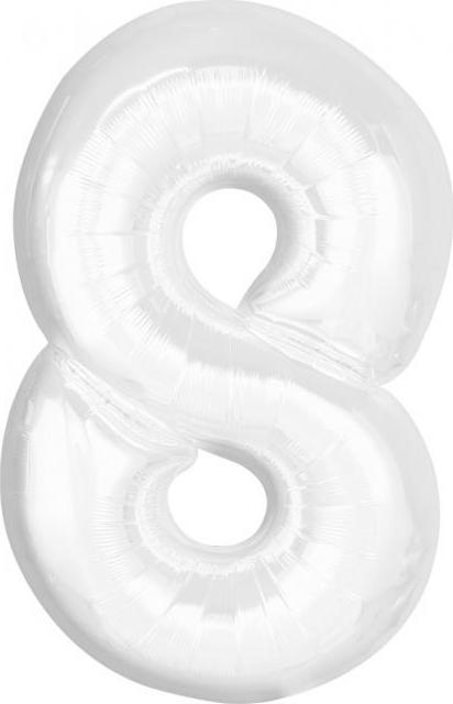 Godan / beauty & charm Fóliový balónek B&C, číslo 8, bílý, 92 cm
