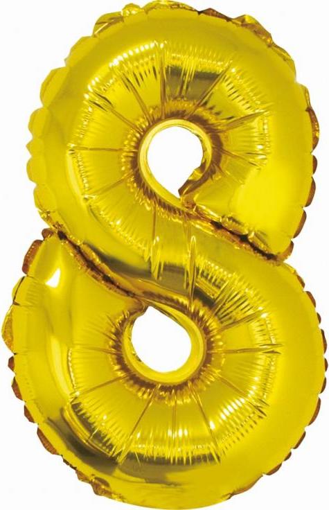 Godan / balloons Fóliový balónek "Number 8", zlatý, 35 cm