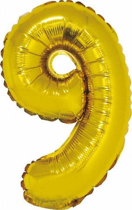 Godan / balloons Fóliový balónek "Number 9", zlatý, 35 cm