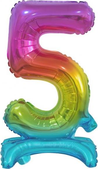 Godan / balloons B&C fóliový balónek Stojací číslo 5, duha, 38 cm