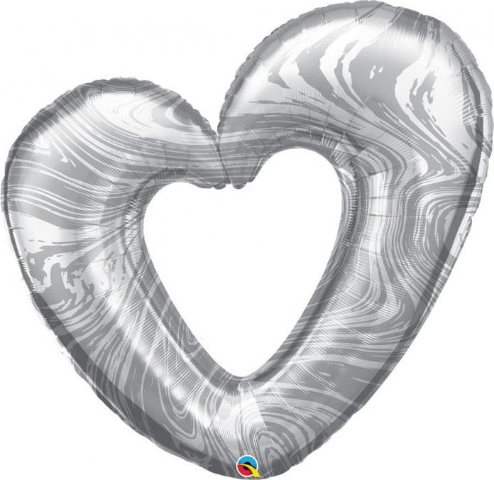 Qualatex Balónek fóliový 42" QL SHP "Marble Heart" stříbrný