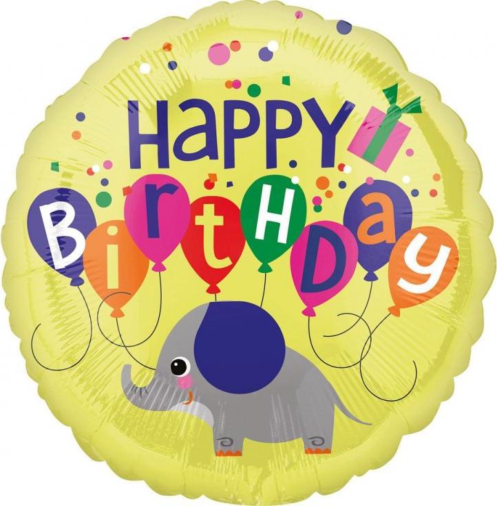 Amscan 18" narozeninový fóliový balónek slona, zabalený