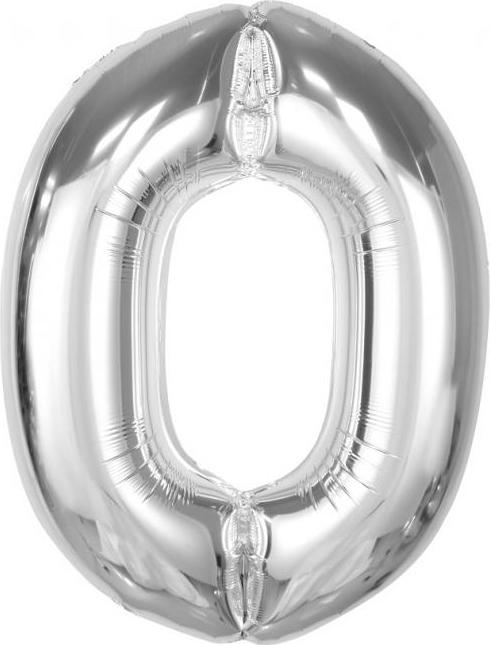 Chytrý fóliový balónek, číslo 0, stříbrný, 92 cm