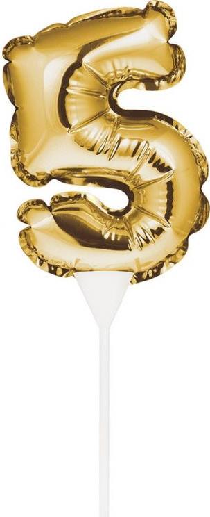 Creative party Zlatý fóliový balónek, samonafukovací, 5, velikost 9" KK