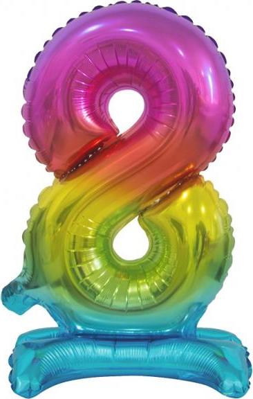 Godan / balloons Fóliový balónek B&C Stojací číslo 8, duha, 38 cm