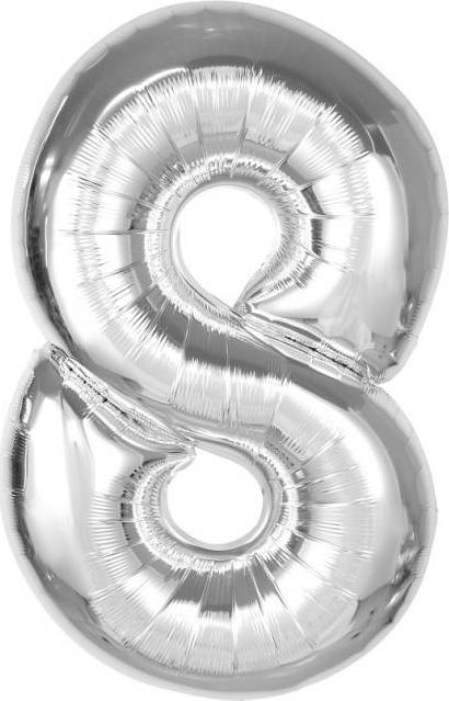 Chytrý fóliový balónek, číslo 8, stříbrný, 92 cm