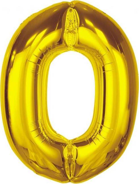 Chytrý fóliový balónek, číslo 0, zlatý, 92 cm