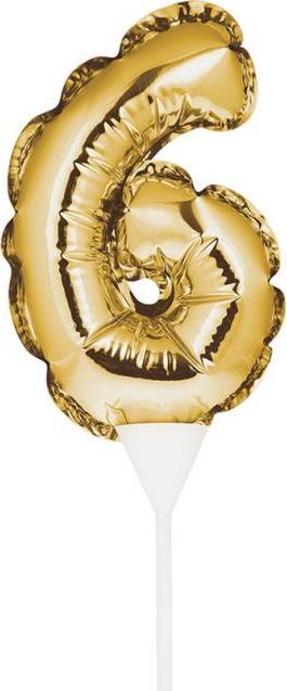 Creative party Zlatý fóliový balónek, samonafukovací, 6, velikost 9" KK