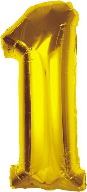 Chytrý fóliový balónek, číslo 1, zlatý, 92 cm