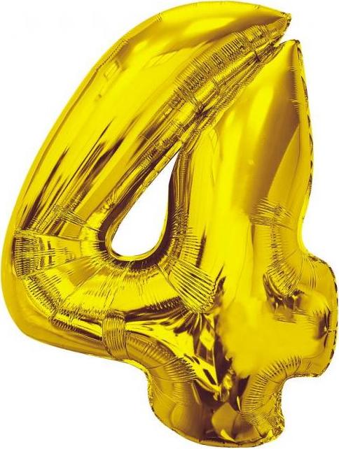 Chytrý fóliový balónek, číslo 4, zlatý, 92 cm