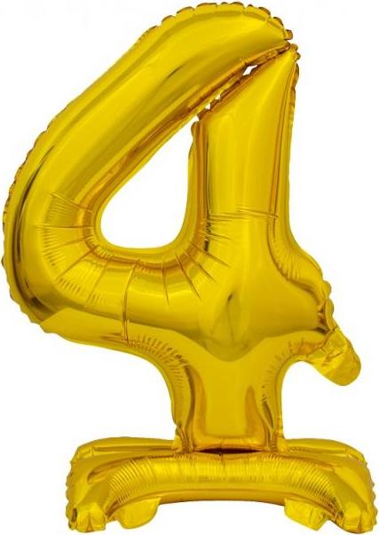 Godan / balloons B&C fóliový balónek Stojací číslo 4, zlatý, 38 cm
