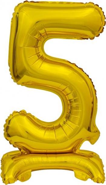 Godan / balloons B&C fóliový balónek Stojací číslo 5, zlatý, 38 cm