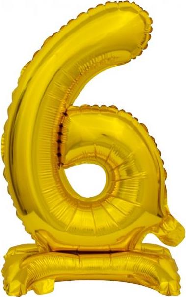 Godan / balloons B&C fóliový balónek Stojací číslo 6, zlatý, 38 cm