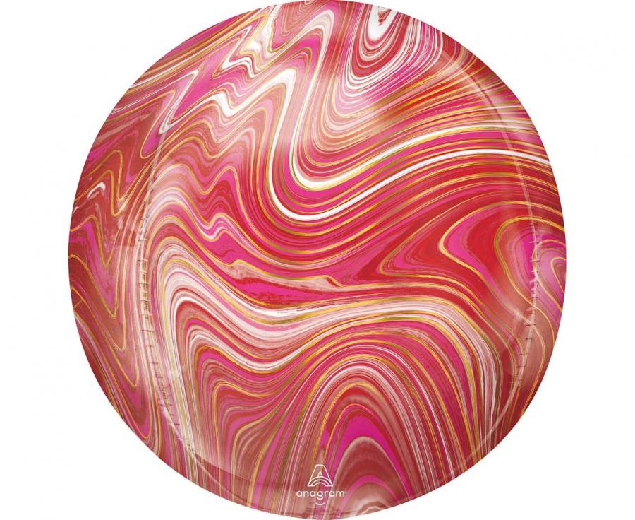 Amscan Fóliový balónek ORBZ - Sphere Orbz Marblez Red & Pink, balený