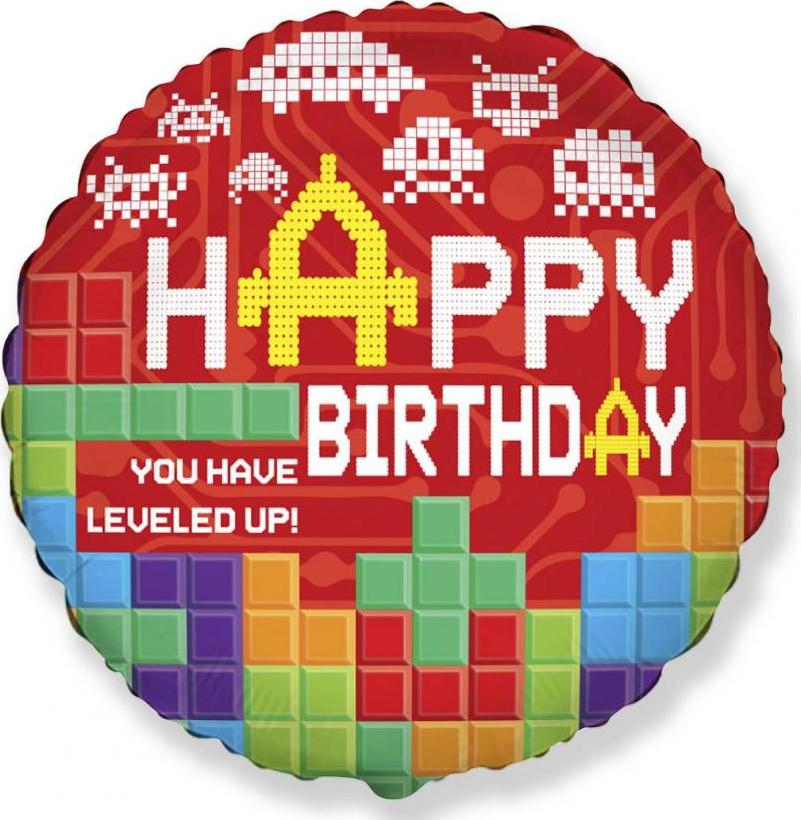 Flexmetal Fóliový balónek 18" FX - Happy Birthday - BRICKS