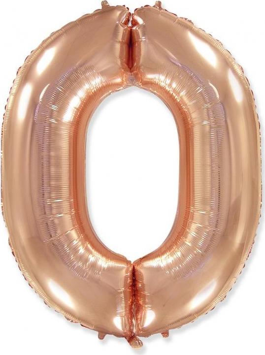 Flexmetal Fóliový balónek FX - "Číslo 0" růžový a zlatý, 85 cm KK