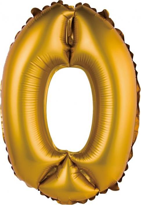 Godan / balloons Fóliový balónek "Číslice 0", zlatý, matný, 35 cm