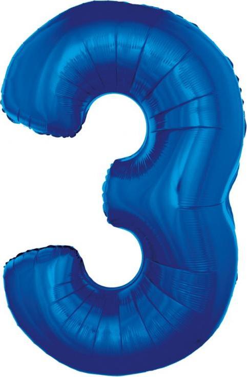 Godan / balloons Fóliový balónek "Number 3", modrý, 92 cm