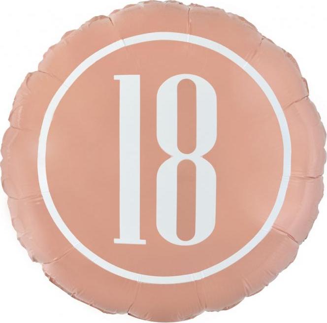 Fóliový balónek "18" (růžový a zlatý), 18