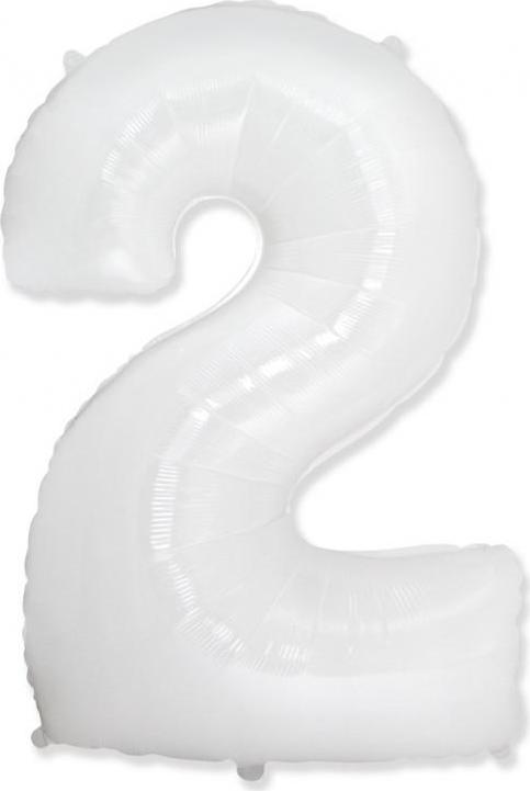 Flexmetal Fóliový balónek FX - "Číslo 2" bílý, 85 cm KK