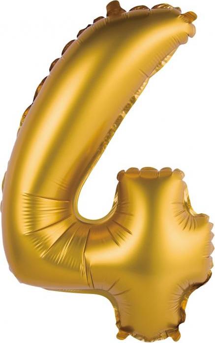 Godan / balloons Fóliový balónek "Digit 4", zlatý, matný, 35 cm