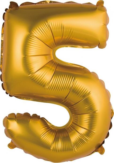 Godan / balloons Fóliový balónek "Digit 5", zlatý, matný, 35 cm