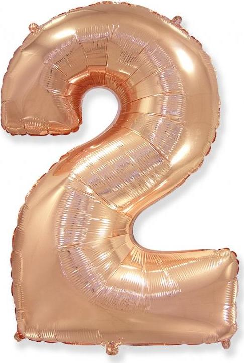 Flexmetal Fóliový balónek FX - "Číslo 2" růžový a zlatý, 85 cm KK