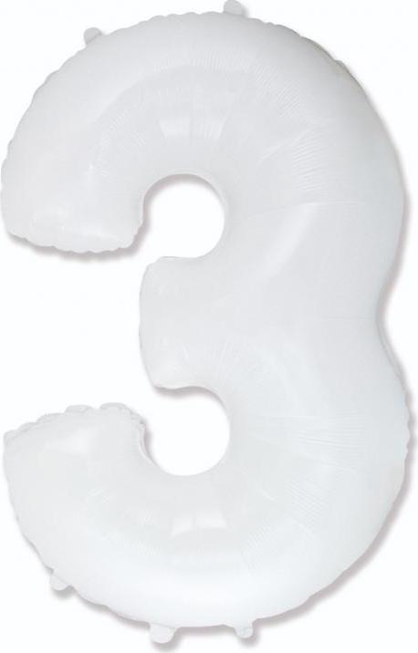 Flexmetal Fóliový balónek FX - "Číslo 3" bílý, 85 cm KK