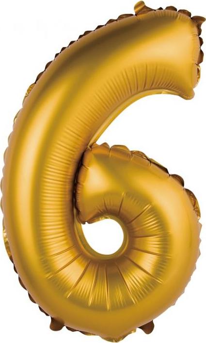 Godan / balloons Fóliový balónek "Digit 6", zlatý, matný, 35 cm