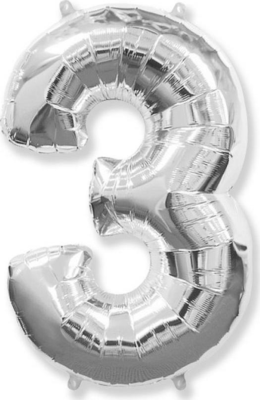 Flexmetal Balónek fóliový FX - "Number 3" stříbrný 85 cm KK