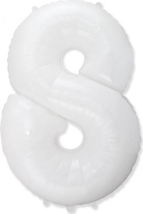 Flexmetal Fóliový balónek FX - "Číslo 8" bílý, 85 cm KK